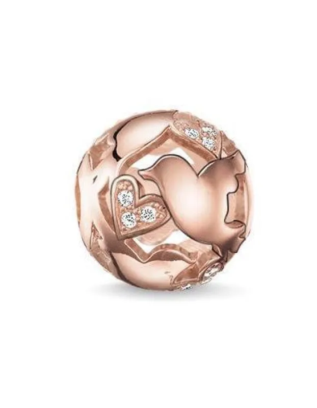 Thomas Sabo Karma Beads Rose Gold White Zirconia Love Birds Charm D made by C.W. Sellors