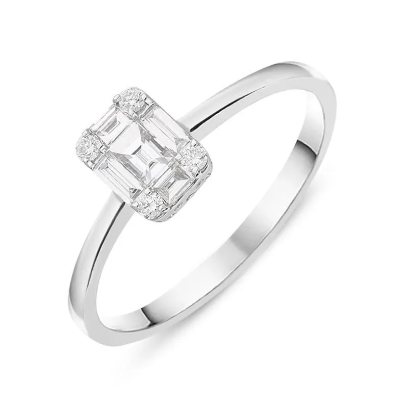 Ponte Vecchio Benvenuto 18ct White Gold 0.36ct Diamond Baguette Cluster Ring D made by C.W. Sellors