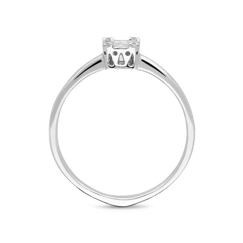 Ponte Vecchio Benvenuto 18ct White Gold 0.36ct Diamond Baguette Cluster Ring D sold by C.W. Sellors product image thumbnail 2