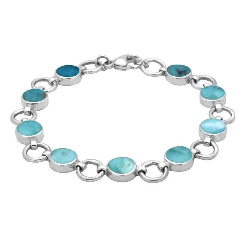 Sterling Silver Turquoise Nine Stone Round Ring Bracelet sold by C.W. Sellors