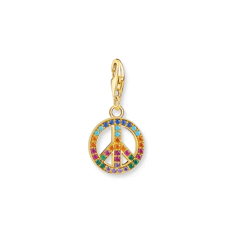 Thomas Sabo Gold Plated Sterling Silver Colourful Peace Charm sold by C.W. Sellors