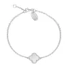 Sterling Silver White Mother of Pearl Bloom Four Leaf Clover Ball Edge Chain Bracelet sold by C.W. Sellors
