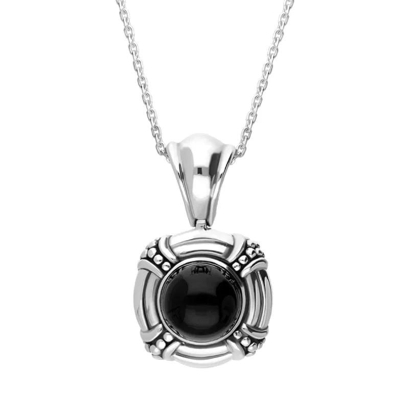 Sterling Silver Whitby Jet Circular Banded Necklace D sold by C.W. Sellors