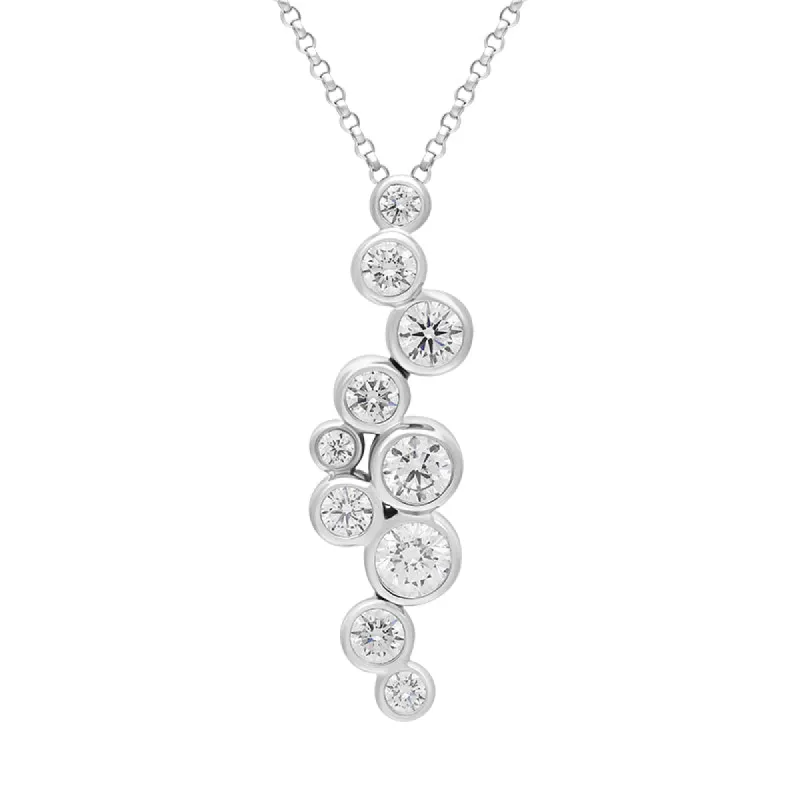 18ct White Gold 1.01ct Diamond Offset Cascading Pendant sold by C.W. Sellors