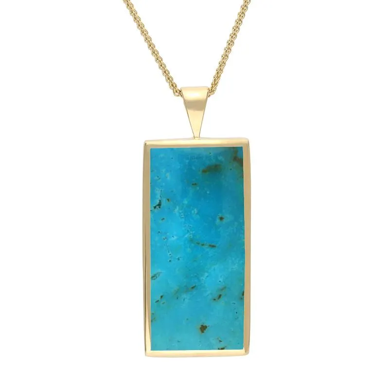 9ct Yellow Gold Turquoise Large Oblong Necklace sold by C.W. Sellors