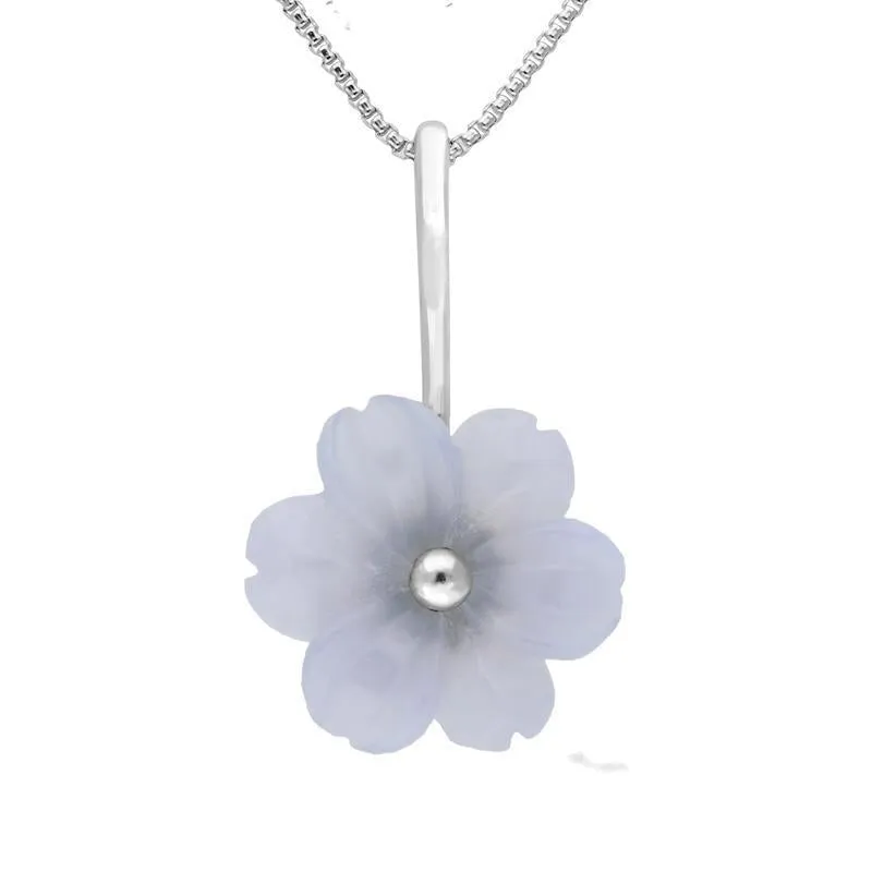 Sterling Silver Blue Chalcedony Tuberose 20mm Dahlia Necklace sold by C.W. Sellors