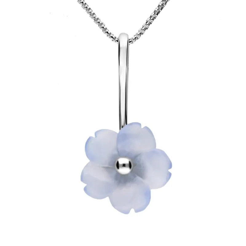 Sterling Silver Blue Chalcedony Tuberose 15mm Gypsophila Necklace sold by C.W. Sellors