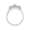 18ct White Gold Ruby Diamond Round Cut Three Stone Cluster Ring sold by C.W. Sellors