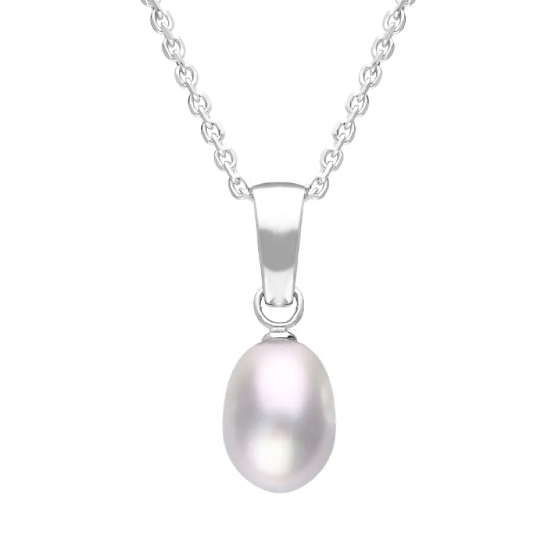 Sterling Silver Grey Pearl Drop Necklace D sold by C.W. Sellors