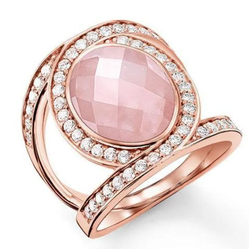 Thomas Sabo Glam And Soul Rose Gold Rose Quartz Pink Love Knot Cocktail Ring D sold by C.W. Sellors