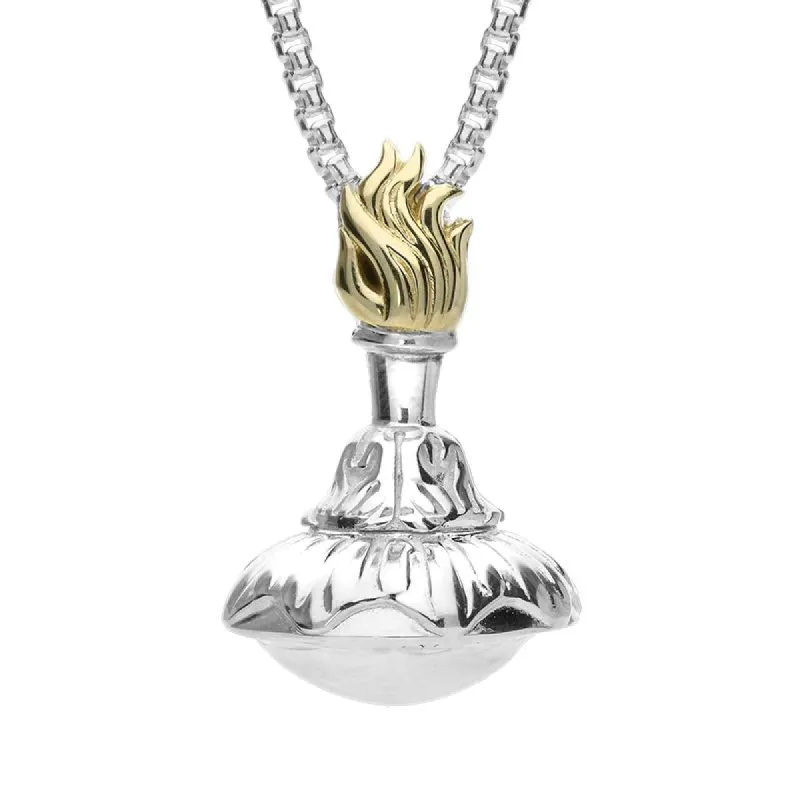 Chatsworth House & Garden Sterling Silver Sculptural Flame Large Necklace sold by C.W. Sellors