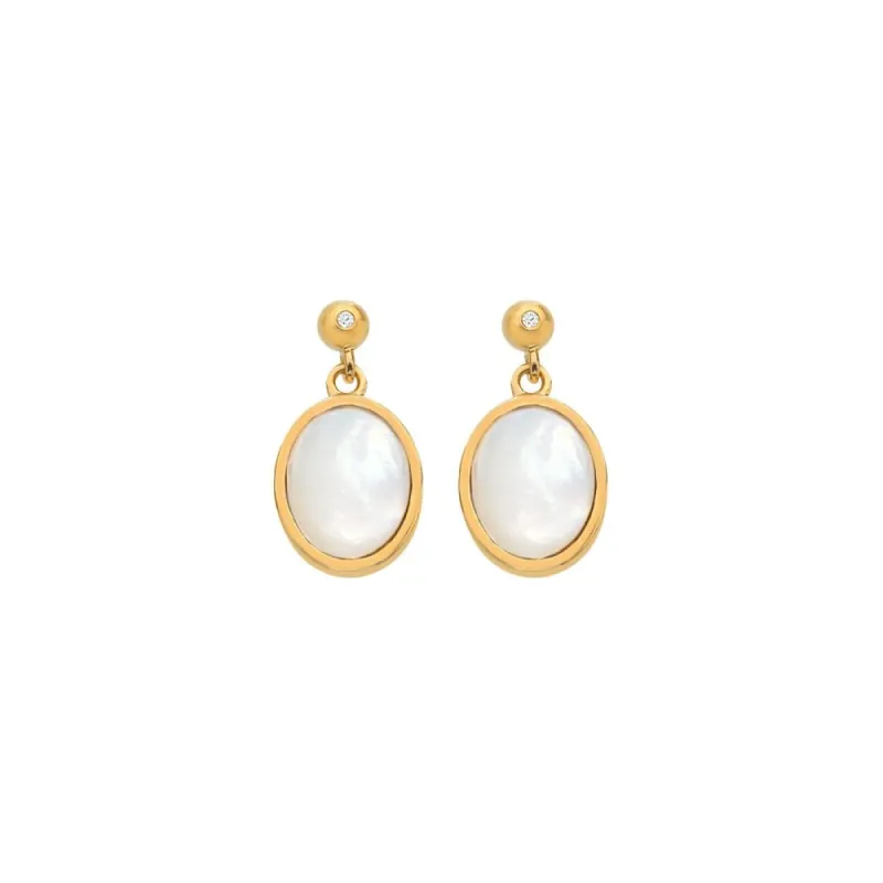 Hot Diamonds Gold Plated Sterling Silver Mother Of Pearl Oval Earrings sold by C.W. Sellors