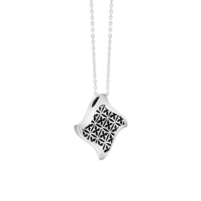 Sterling Silver Whitby Jet Reversible Gothic Filigree Square Pendant Necklace sold by C.W. Sellors product image thumbnail 2