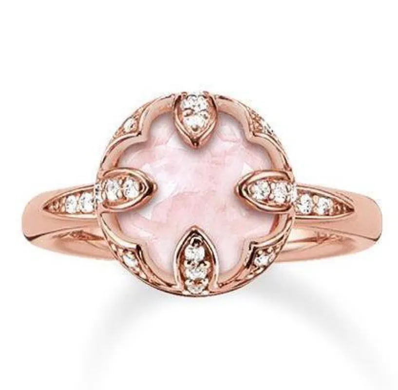 Thomas Sabo Glam And Soul Rose Gold Rose Quartz Pink Lotus Ring D sold by C.W. Sellors
