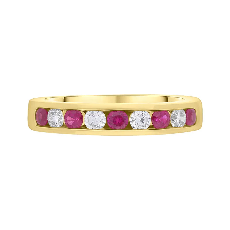 18ct Yellow Gold Ruby Diamond Channel Set Half Eternity Ring sold by C.W. Sellors product image thumbnail 2