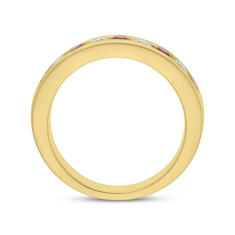 18ct Yellow Gold Ruby Diamond Channel Set Half Eternity Ring sold by C.W. Sellors product image thumbnail 3