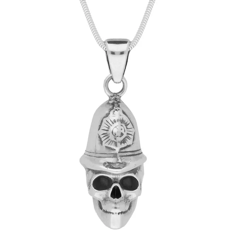 Sterling Silver Medium Skull With Policeman's Helmet Necklace sold by C.W. Sellors