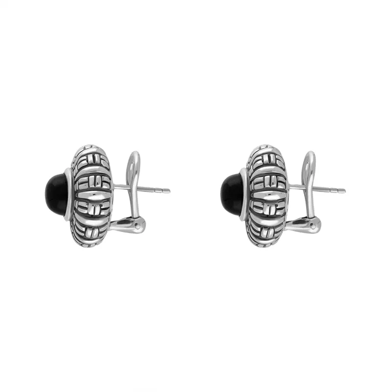 Sterling Silver Whitby Jet Chunky Pattern Edge Omega Clip Earrings D sold by C.W. Sellors product image thumbnail 2