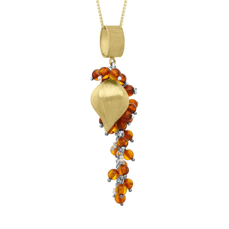 Sterling Silver Gold Plated Amber Freshwater Pearl Pendant Necklace D sold by C.W. Sellors product image thumbnail 2