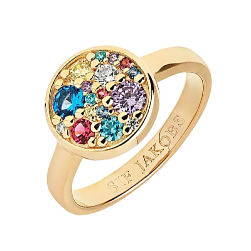 Sif Jakobs Novara 18ct Gold Plated Sterling Silver Multicolour Zirconia Ring D sold by C.W. Sellors