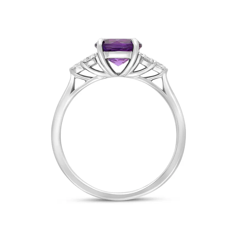 18ct White Gold 1.10ct Amethyst Diamond Cluster Ring sold by C.W. Sellors product image thumbnail 2