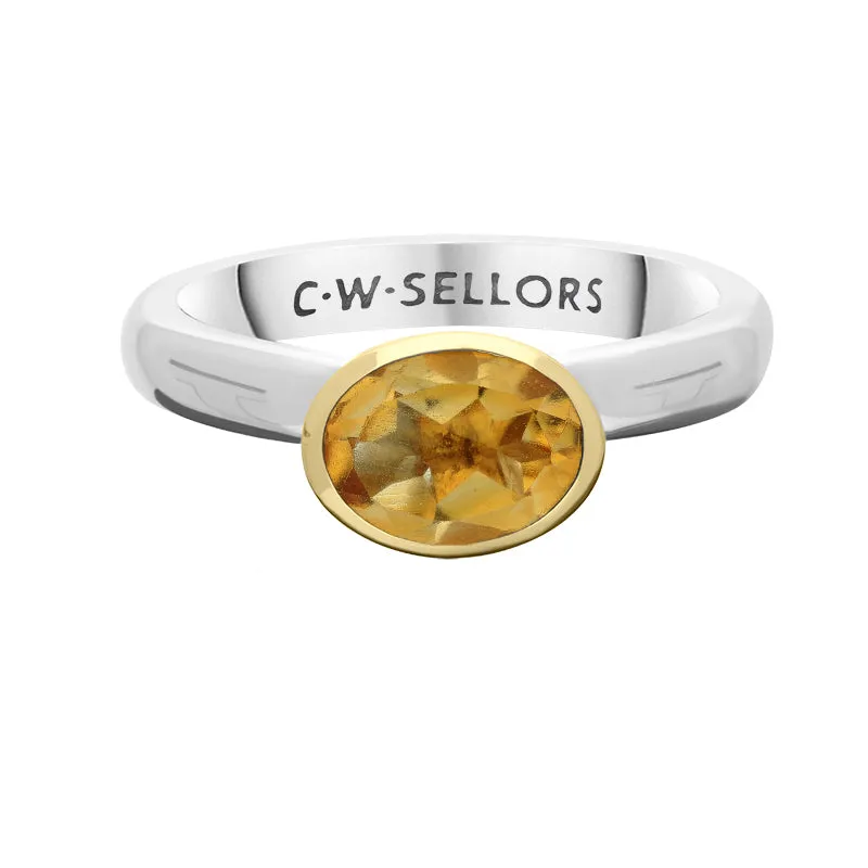 9ct Yellow Gold Sterling Silver Citrine Stepping Stones 6x8mm Oval Bezel Set Ring sold by C.W. Sellors product image thumbnail 2