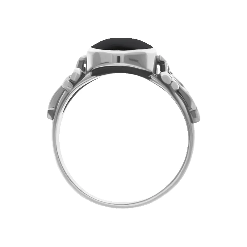 Sterling Silver Whitby Jet Oval Carved Edge Ring sold by C.W. Sellors product image thumbnail 3