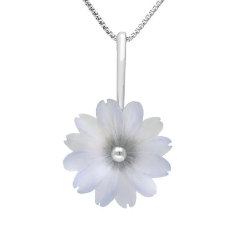 Sterling Silver Blue Chalcedony Tuberose 20mm Daisy Necklace sold by C.W. Sellors