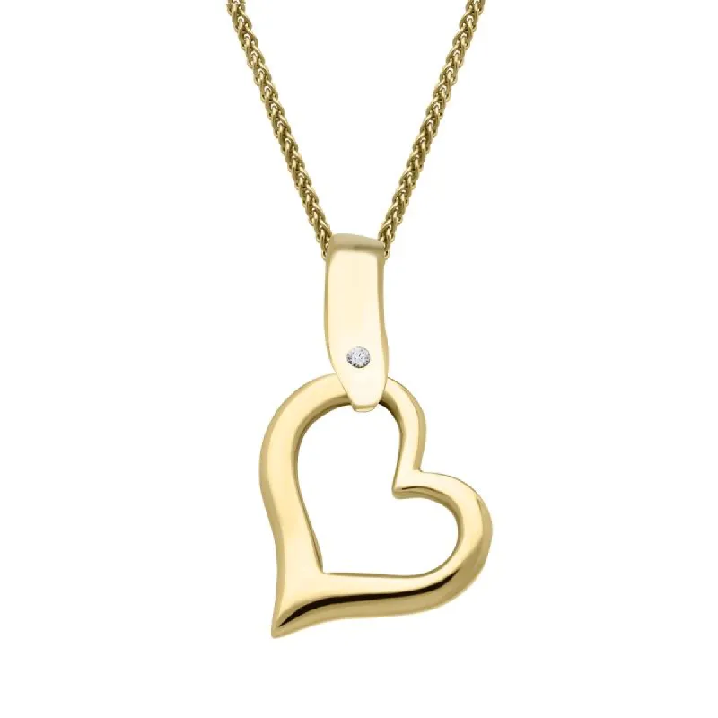 9ct Yellow Gold Diamond Open Heart Necklace sold by C.W. Sellors