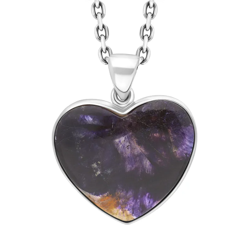 Sterling Silver Blue John Heart Pendant Necklace D sold by C.W. Sellors