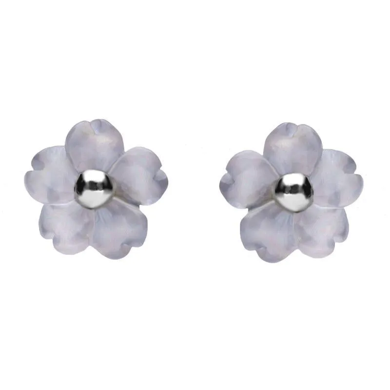 Sterling Silver Blue Chalcedony Tuberose 6mm Gypsophila Stud Earrings sold by C.W. Sellors