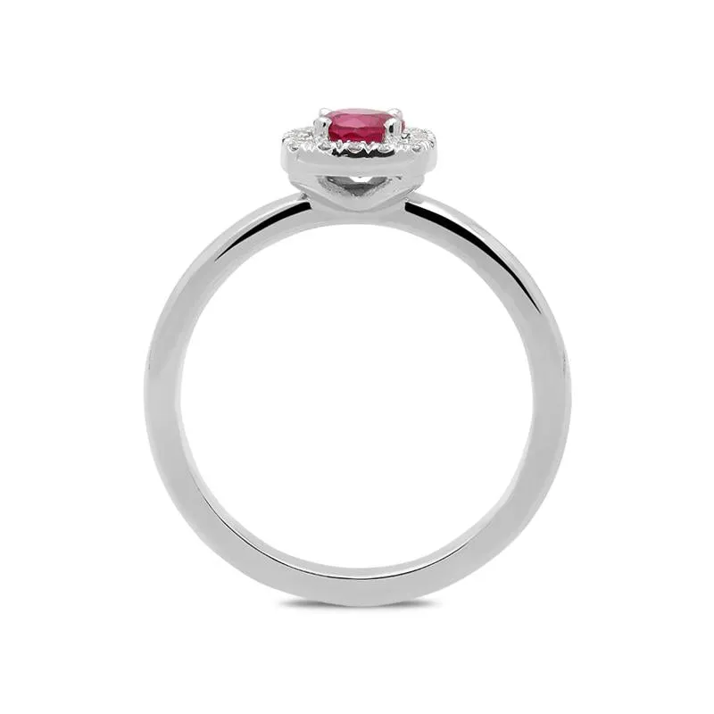 18ct White Gold 0.54ct Ruby Diamond Halo Ring D sold by C.W. Sellors product image thumbnail 2