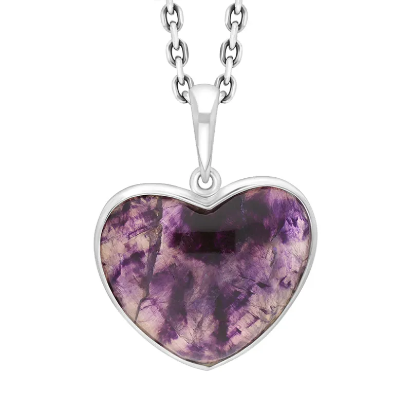 Sterling Silver Blue John Heart Pendant Necklace D sold by C.W. Sellors