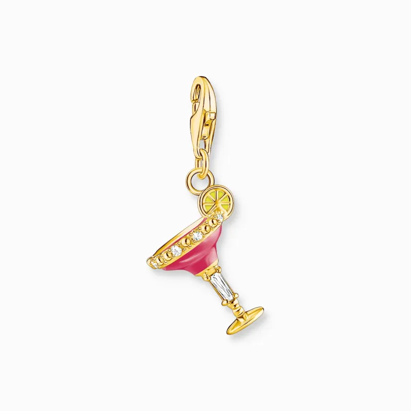 Thomas Sabo Charm Club Gold Plated Sterling Silver Red Cocktail Charm sold by C.W. Sellors