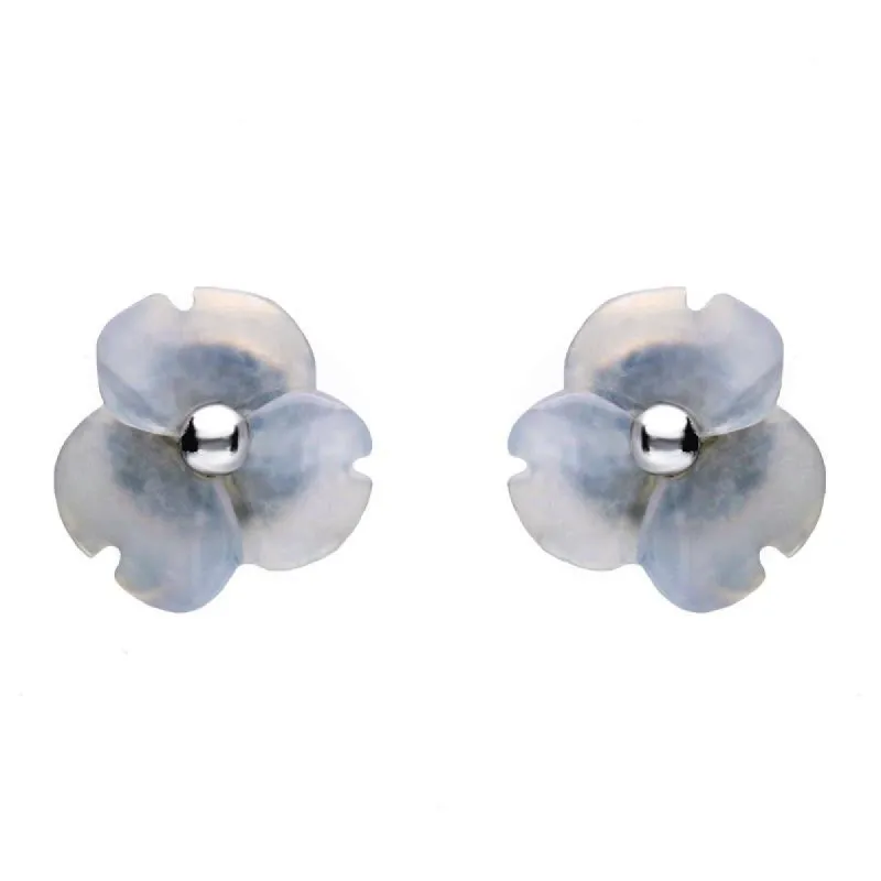 Sterling Silver Blue Chalcedony Tuberose 8mm Clover Stud Earrings sold by C.W. Sellors