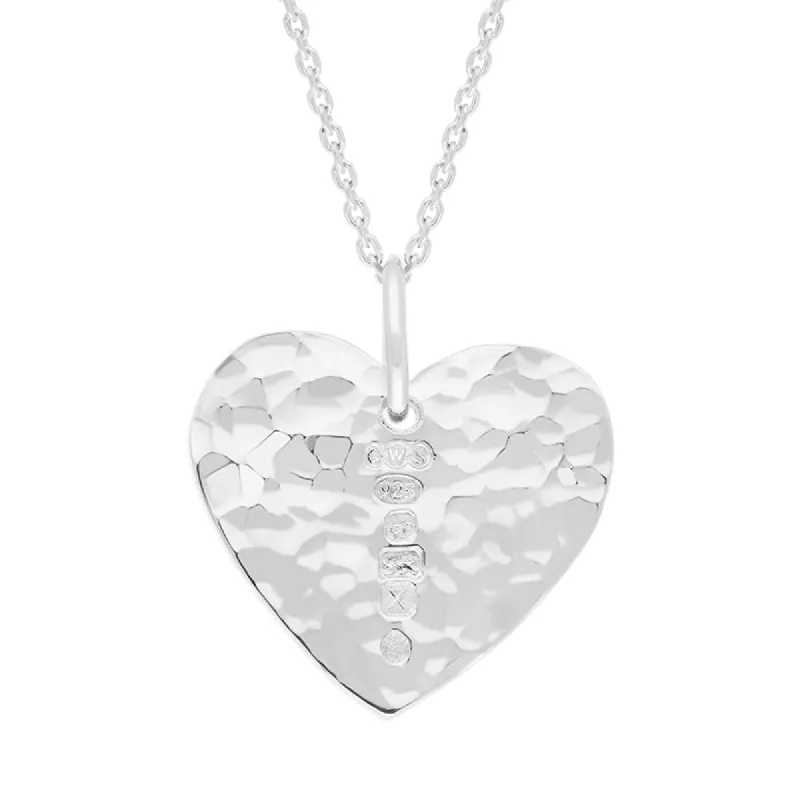 Sterling Silver Queen's Jubilee Hallmark Hammered Heart Small Pendant Necklace D sold by C.W. Sellors