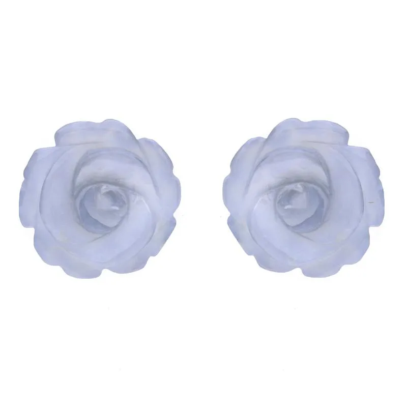 Sterling Silver Blue Chalcedony Tuberose 10mm Rose Stud Earrings sold by C.W. Sellors