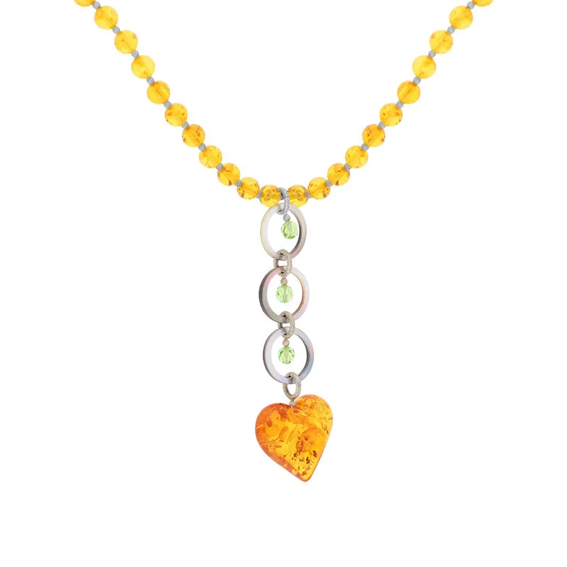 Sterling Silver Amber Dark Mother Of Pearl Heart Necklace D sold by C.W. Sellors product image thumbnail 2