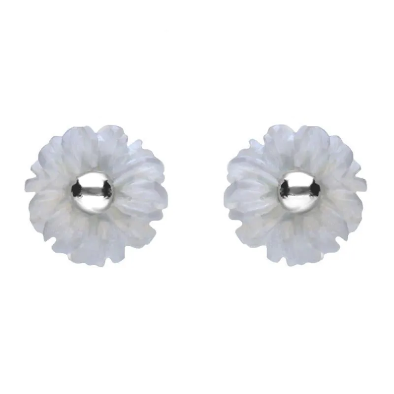 Sterling Silver Blue Chalcedony Tuberose 6mm Daisy Stud Earrings sold by C.W. Sellors