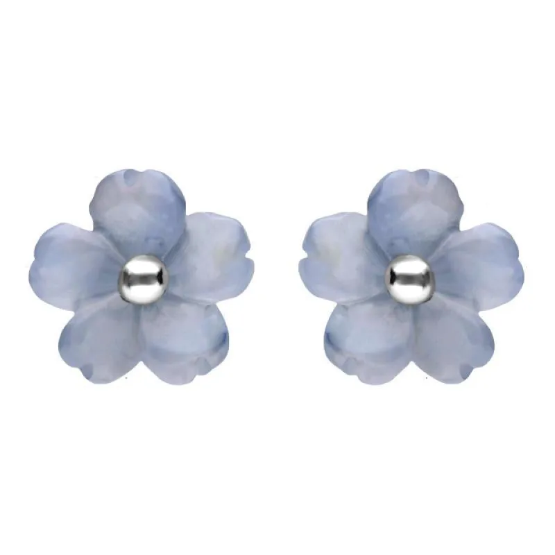 Sterling Silver Blue Chalcedony Tuberose 8mm Gypsophila Stud Earrings sold by C.W. Sellors