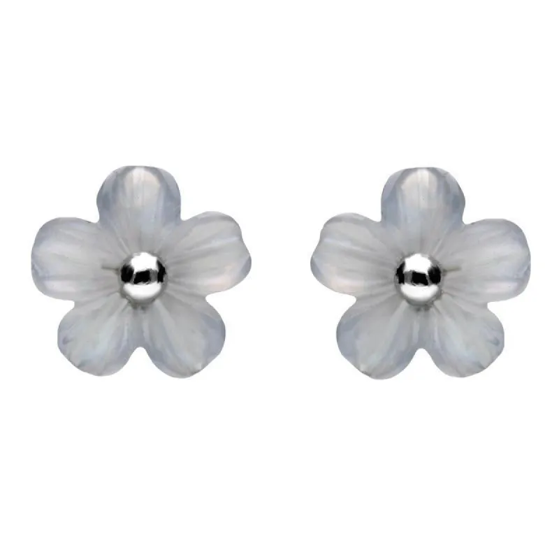 Sterling Silver Blue Chalcedony Tuberose 8mm Desert Rose Stud Earrings sold by C.W. Sellors