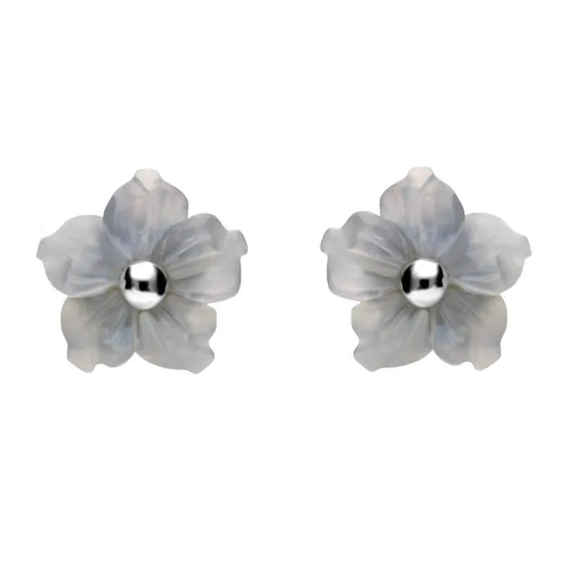 Sterling Silver Blue Chalcedony Tuberose 8mm Carnation Stud Earrings sold by C.W. Sellors