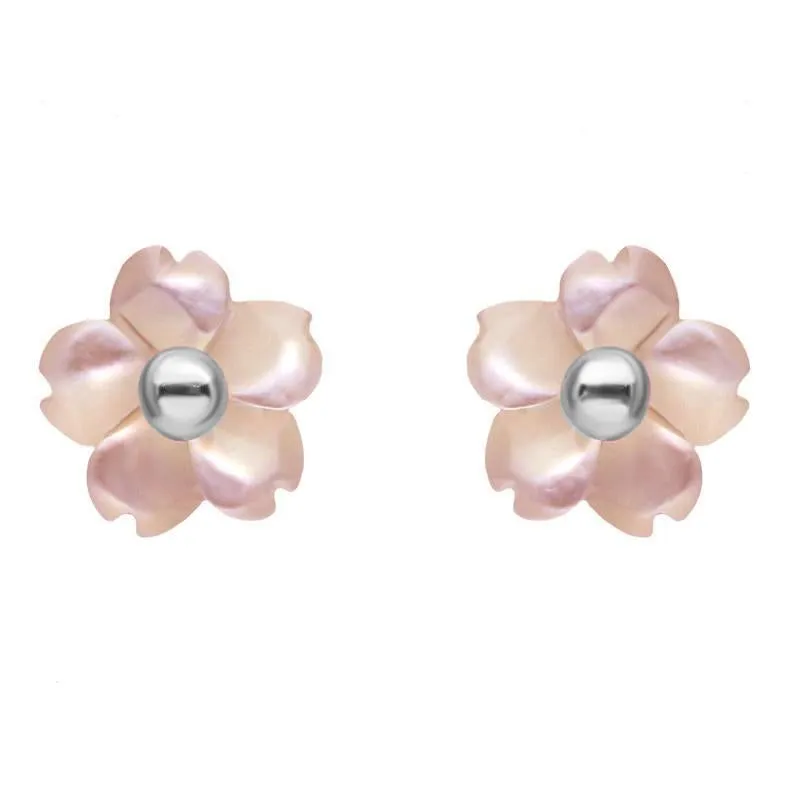 Sterling Silver Pink Mother of Pearl Tuberose 6mm Gypsophila Stud Earrings sold by C.W. Sellors
