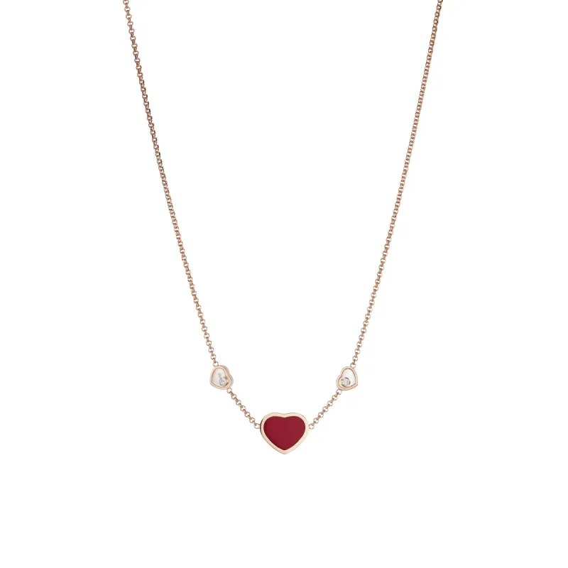 Chopard Happy Hearts 18ct Rose Gold Red Stone Necklace sold by C.W. Sellors