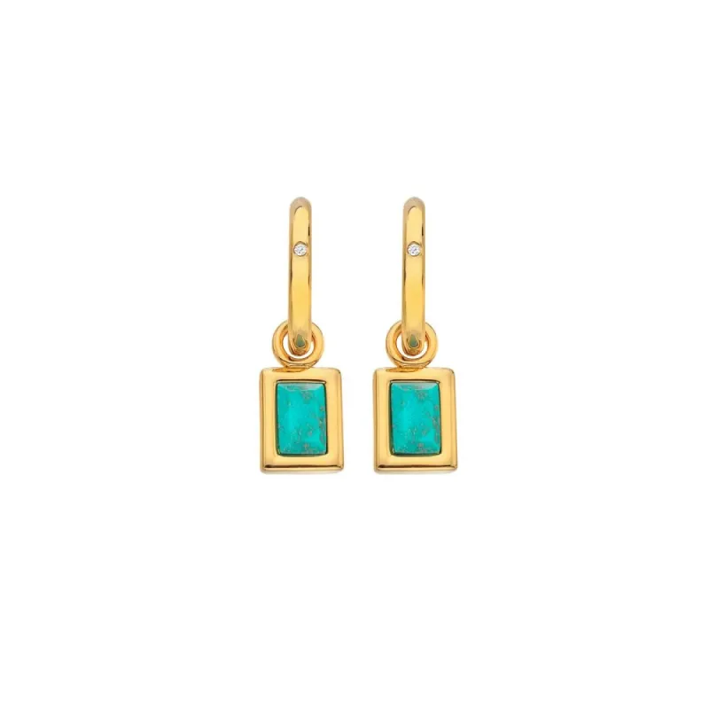 Hot Diamonds Gold Plated Sterling Silver Turquoise Rectangle Earrings sold by C.W. Sellors