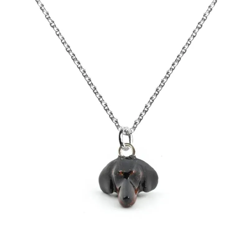 Dog Fever Sterling Silver Enamelled Dachshund Muzzle Necklace D sold by C.W. Sellors