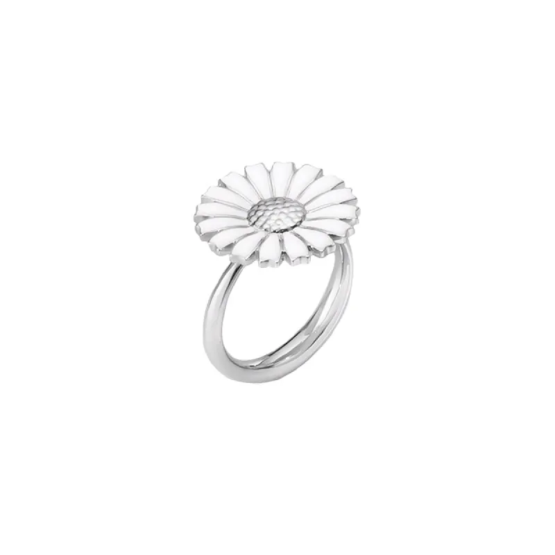 Georg Jensen Daisy Sterling Silver White Enamel Ring sold by C.W. Sellors