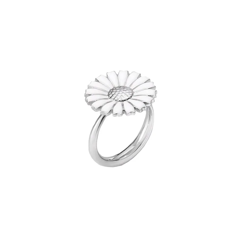 Georg Jensen Daisy Sterling Silver White Enamel Ring sold by C.W. Sellors