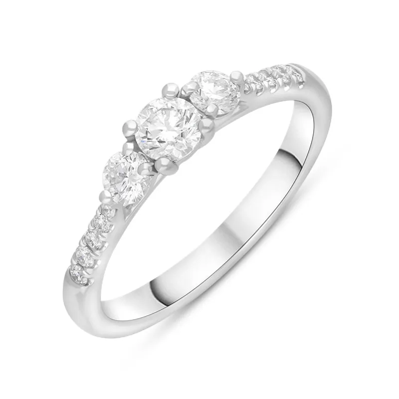 Platinum 0.60ct Diamond Shoulder Set Three Stone Ring sold by C.W. Sellors