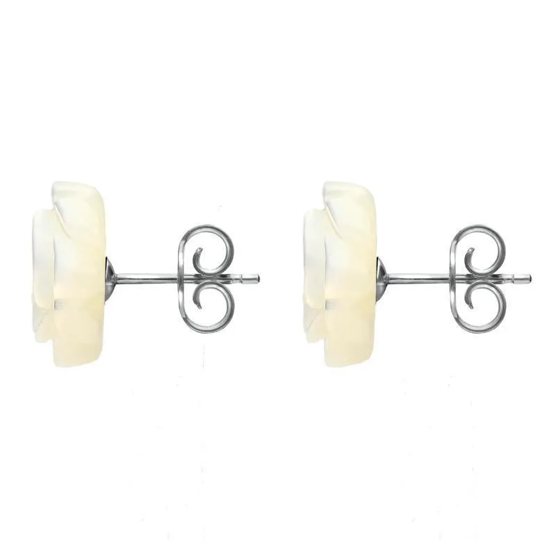 Sterling Silver White Mother of Pearl Tuberose 10mm Rose Stud Earrings sold by C.W. Sellors product image thumbnail 2